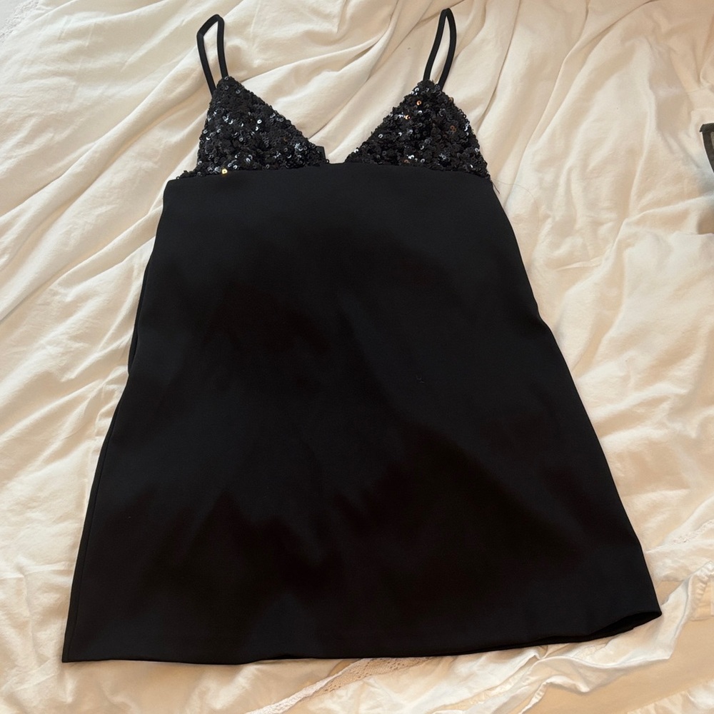 ZARA Black Sequin Mini Dress